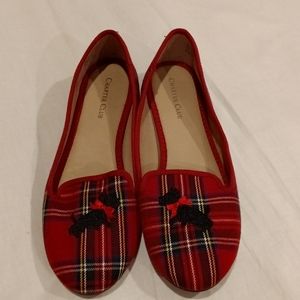 Charter Club Red Plaid Embroidered Scottie Loafer Smoking Flat Femmie